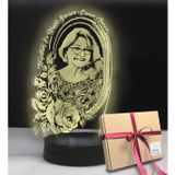 Anneler İçin Özel Resimli 3d Led Gece Lambası (Beyaz)