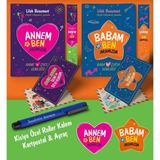 Annem - Babam ve Ben Aramızda Ayraç Kartpostal Kişiye Özel Kalem - Lacivert