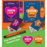 Annem - Babam ve Ben Aramızda Ayraç Kartpostal Kişiye Özel Kalem - Turuncu