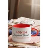 Annem Başımın Tacısın Baskılı Anneler Gününe Özel Hediyelik Oval Kulplu Mini Çay Fincanı Kupa, GKMK2603-KR