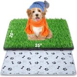 Annexfun Çiş Pedi ile Köpek Çim Mat 20 × 25 ", Küçük Köpek Çöp Kutusu Kapalı Suni Çim Çim Sundurma Su Geçirmez Veranda Lazımlık Tepsisi Köpek için Yeniden Kullanılabilir Yıkanabilir Pedler ve Köpek Eğitimi