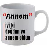 Anneye Doğum Günü Hediyesi Beyaz Kupa Bardak - Seramik Çay, Kahve Hediyelik Bardağı, Lh072936429378462342111