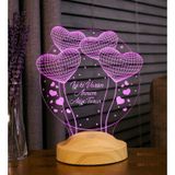 Anneye Hediye, İsimli Anneler Günü Hediyesi, Anneye Doğum Günü Hediyesi Balon Kalpler Küre Kişiye Özel 3D Led Lamba