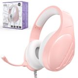 Annivia Bilgisayar Kulaklıkları Kulak Üstü Stereo Surround Ses Kablolu Kulaklıklar PC MAC PS4 PS5 Xbox One için Mikrofonlu Kablolu Oyun Kulaklığı, Pembe