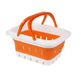 ANNIYA Katlanabilir Plastik Saplı Banyo Saklama Sepeti Hafif, Dayanıklı, Yurtlar, Banyolar, Temizlik, Mutfak Depolama, Kamp, Su Geçirmez ve Temizlemesi Kolay (Turuncu 1 paket)