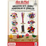 Anoffel PonPon ve Şönil Elişi Seti Okul Öncesi Etkinlik Seti 1 Paket Simli Şönil , 1 paket Renkli Şönil 10 Mm Ponpon 50, Adet 20 Mm Ponpon 30 Adet , 30Mm Ponpon 20 Adet Anaokulu ve Kreş Seti