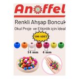 Anoffel Renkli Ahşap Boncuk 14mm 100Lü1 Paket Renkli Ahşap Boyalı Yuvarlak Doğal Boncuklar Saç Takı Tasarım