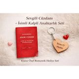 Anonim Kişiye Özel Sevgili Cüzdanı ve Kalpli Anahtarlık