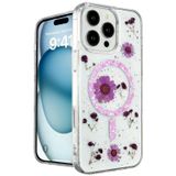 Anonim Newface Apple iPhone 16 Pro Kılıf Daisy Simli Magsafe Kapak - Mor