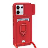 Anonim Newface Xiaomi Redmi Note 13 Pro 5G Kılıf Zuma Kartvizitli Yüzüklü Silikon - Kırmızı