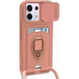 Anonim Newface Xiaomi Redmi Note 13 Pro 5G Kılıf Zuma Kartvizitli Yüzüklü Silikon - Pembe