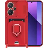 Anonim Newface Xiaomi Redmi Note 13 Pro Plus Kılıf Zuma Kartvizitli Yüzüklü Silikon - Kırmızı