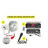 Anons Hoparlör Seti (100 Watt Hoparlör - Mikrofon - USB - Sd Kart Girişli Mobil Amfi)