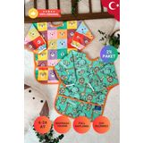 Anp Moda Tasarım Safari Ve Kare Ayılar Desenli 2'Li Paket Sıvı Geçirmez Unisex Aktivite Ve Mama Önlüğü 6-24 Ay