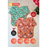 Anp Moda Tasarım Safari Ve Rainbow Desenli 2'Li Paket Sıvı Geçirmez Unisex Çocuk Aktivite Ve Mama Önlüğü 6-24 Ay
