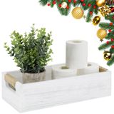 ANRXNCY Banyo Dekor Kutusu Tuvalet Kağıdı Tutacağı Ahşap Tuvalet Tankı Kutusu Tuvalet Kağıdı Saklama Sepeti Yapay Çiçekli Tuvalet Tankı Tepsisi Banyo Mutfak Masa Tezgah Komik Çiftlik Evi Rustik Ev Dekoru