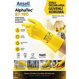 Ansell Alphatec 87-190 Doğal Lateks Kauçuk Kaplı Ekstra Ince Gıda Uyumlu Kimyasal Dirençli Iş Eldiveni 10ADET - Sarı