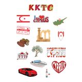 ANSHA CRAFTS Kuzey Kıbrıs Türk Cumhuriyeti Sticker Seti - Bullet Journal - Ajanda -Defter- Laptop Sticker Seti