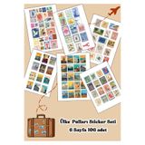 ANSHA CRAFTS Ülke Pul Sticker Seti (6 Sayfa 106 Adet)-Bullet Journal -Ajanda - Defter- Laptop Sticker Seti