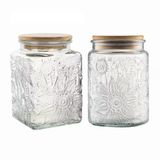 ANSQU Cam Saklama Kavanozu, 28 oz/24 oz Bambu Ahşap Kapaklı Cam Gıda Saklama Kapları, Mutfak Tezgahı, Kiler, Kurabiye, Kahve, Çay, Şeker için 2 Hava Geçirmez Kurabiye Kavanozu Seti
