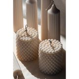 Ant & Bee 3 Adet Bubble Silindir Mum Pudra Kokulu Pearl Candle Soya Wax Vegan Mum - Krem