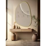 Ant Home Asimetrik Ayna 75X55 cm Konsol Aynası, Dresuar Aynası, Duvar Aynası, 1.Şişecam Ayna - Altın