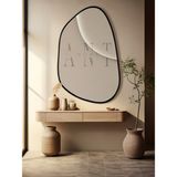 Ant Home Asimetrik Ayna 75X55 cm Konsol Aynası, Dresuar Aynası, Duvar Aynası, 1.Şişecam Ayna - Siyah