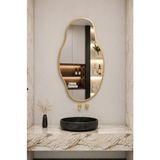 Ant Home Asimetrik Ayna, Çerçeveli Ayna, Duvar Aynası, Konsol Aynası, Banyo Aynası, Çerçeveli Ayna - Altın - 75X40