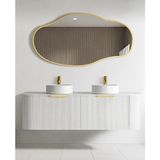 Ant Home Asimetrik Ayna, Çerçeveli Ayna, Duvar Aynası, Konsol Aynası, Banyo Aynası, Çerçeveli Ayna - Altın - 90X50