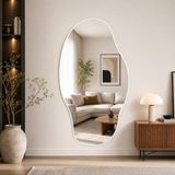 Ant Home Asimetrik Ayna, Çerçeveli Ayna, Duvar Aynası, Konsol Aynası, Banyo Aynası, Çerçeveli Ayna - Beyaz - 120X65