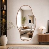 Ant Home Asimetrik Ayna, Çerçeveli Ayna, Duvar Aynası, Konsol Aynası, Banyo Aynası, Çerçeveli Ayna - Bronz - 120X65