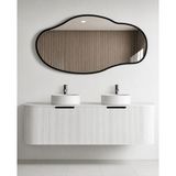 Ant Home Asimetrik Ayna, Çerçeveli Ayna, Duvar Aynası, Konsol Aynası, Banyo Aynası, Çerçeveli Ayna - Siyah - 90X50
