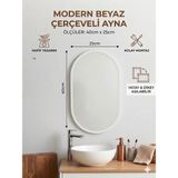 Ant Home Çerçeveli Ayna, Duvar Aynası, Masa Aynası, Minyatür 40X25 cm - Beyaz - 40 x 25 cm
