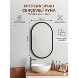 Ant Home Çerçeveli Ayna, Duvar Aynası, Masa Aynası, Minyatür 40X25 cm - Siyah - 40 x 25 cm