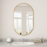 Ant Home Dekoratif Ayna, Elips Çerçeveli Ayna, Konsol Aynası, Duvar Aynası, Elips Ayna 40X25 CM - Altın