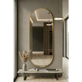 Ant Home Dekoratif Ayna, Elips Çerçeveli Ayna, Konsol Aynası, Duvar Aynası, Elips Ayna - Altın - 180X60