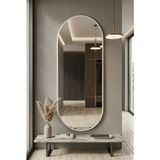 Ant Home Dekoratif Ayna, Elips Çerçeveli Ayna, Konsol Aynası, Duvar Aynası, Elips Ayna - Beyaz - 180X60