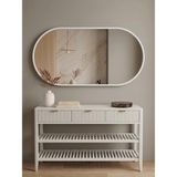 Ant Home Dekoratif Ayna, Elips Çerçeveli Ayna, Konsol Aynası, Duvar Aynası, Elips Ayna - Beyaz - 80X40