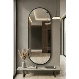 Ant Home Dekoratif Ayna, Elips Çerçeveli Ayna, Konsol Aynası, Duvar Aynası, Elips Ayna - Siyah - 180X60