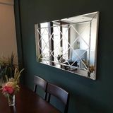 Ant Home Dekoratif Baklava Desenli Bizoteli Salon Aynası Ofis Aynası Konsol Aynası 120CM x 60CM - Gümüş