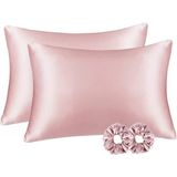 Ant Home Teks Ipek Dokulu Saten 50X70 cm Yastık Kılıfı 2 Adet Pembe 2 Toka YSTK01, One Size - 50 x 70