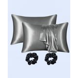 Ant Home Teks Ipek Saten Dokulu 50X70 cm Yastık Kılıfı 2 Adet ANT2021 - Koyu Gri - 50 X 70