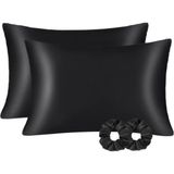 Ant Home Teks Ipek Saten Dokulu 50X70 cm Yastık Kılıfı 2 Adet ANT2021 - Siyah