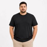 Antakya Yöresi Erkek Battal Big Size Basic Tişört Bisiklet Yaka Rahat Kalıp T-Shirt - Siyah - 2XL