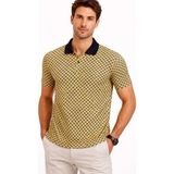 Antakya Yöresi Erkek Pike Kumaş Polo Yaka Desenli Tişört Kısa Kol Yazlık T-Shirt - Sarı - XL