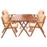 Antalya Ahşap Bahçe Balkon Takımı: 80x120 Masa + 4 Lüks Minderli Sandalye - Katlanır Set
