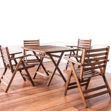 Antalya Ahşap Bahçe Takımı ( 80x140 Masa + 4 Sandalye) -Katlanır Balkon Set