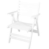 Antalya Kolçaklı Katlanır Sandalye Beyaz - Ahşap Bahçe Balkon Sandalyesi (London Chair)