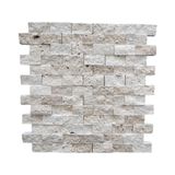 ANTALYA TAŞ MARKET Klasık Traverten 2,3x4,8 cm Fileli Patlatma Taş Duvar Kaplaması - Krem - 2,5 x 5 cm