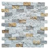 ANTALYA TAŞ MARKET Mix 3 Renk 2,3X4,8 Fileli Traverten Patlatma Taş Duvar Kaplaması Gerçek Doğal Taş - 23x48